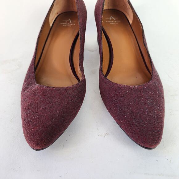 Aquatalia Pasha Pump Burgundy Classic Block Heels 8.5 - Picture 3 of 9